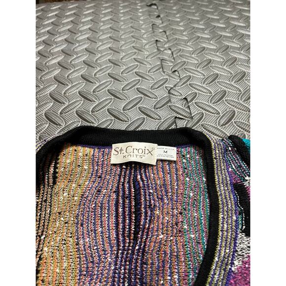 90s vintage St. Croix Shop oversized‎ coogi style jumper abstract design size M - Picture 3 of 8